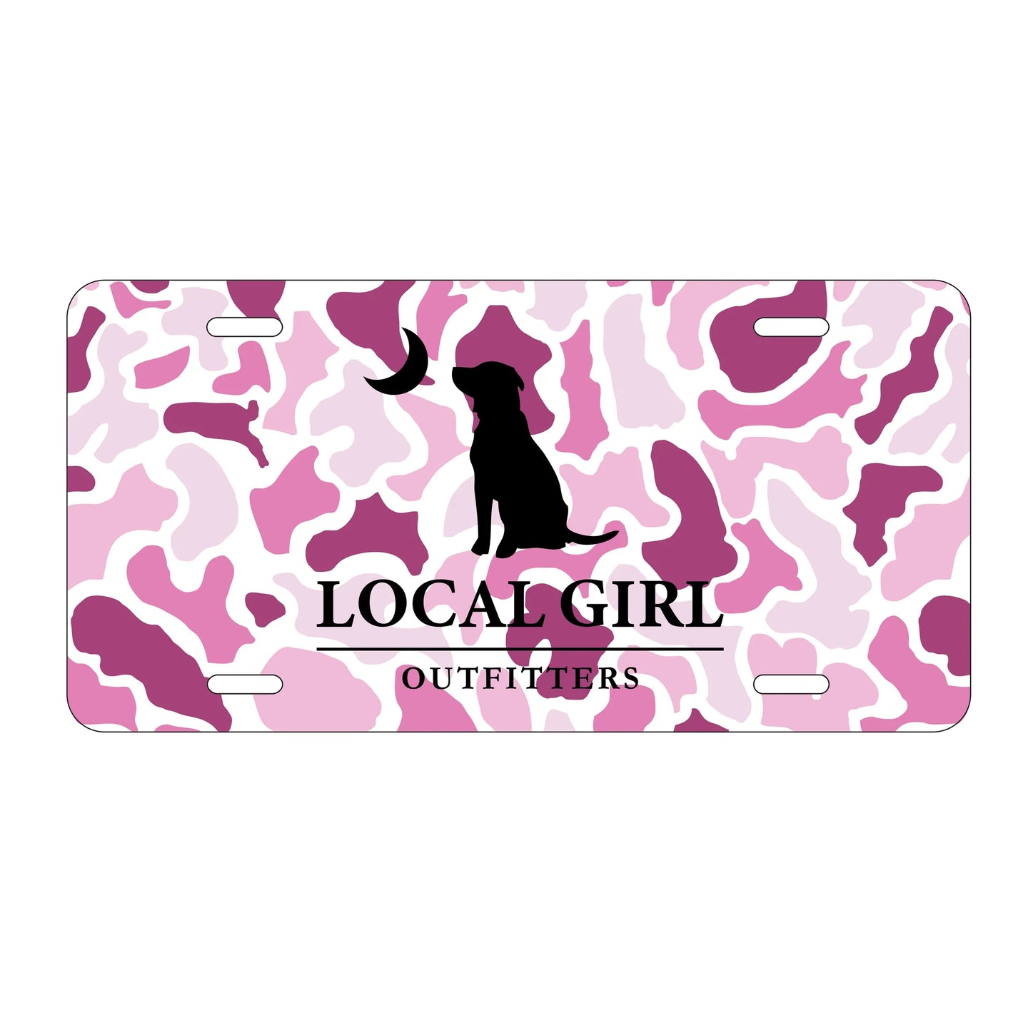 Local Girl License Plate in Pink Localflage Dog & Moon
