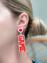 Load image into Gallery viewer, Game Day Statement Dangle Earrings White &amp; Red