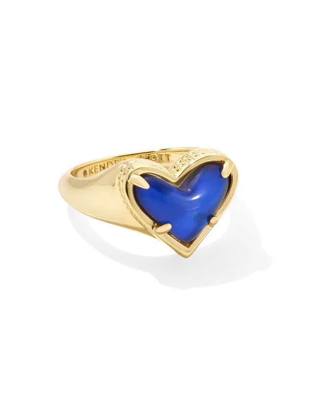 Kendra Scott Gold Framed Ari Heart Band Ring Moon Stone