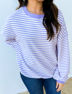 Feeling Girly & Cute Stripe Drop Shoulder Top