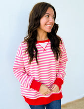 Load image into Gallery viewer, Looking Like an Angel Striped Oversized Sweatshirt in Pink