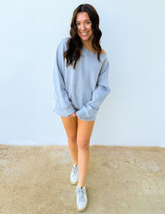 You Know Me Boat Neck Sweatshirt & Shorts Set in H Grey