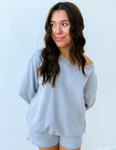 Load image into Gallery viewer, You Know Me Boat Neck Sweatshirt &amp; Shorts Set in H Grey