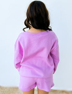 You Know Me Boat Neck Sweatshirt & Shorts Set in Mauve