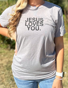 The Addyson Nicole Company Smile Jesus Saves SS Tee Ath. Grey