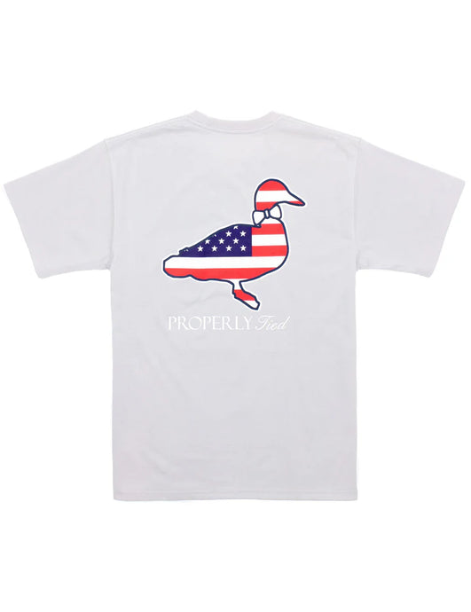 Properly Tied Americana Logo SS Tee in Ice Grey