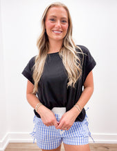 Load image into Gallery viewer, Lulu Mac BB Button Bow Gingham Boxer Shorts Light Blue