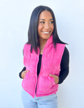 Load image into Gallery viewer, Our Best Bet Padded Corduroy Puffer Vest in Pink