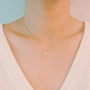 Faceted Crystal Cross Necklace