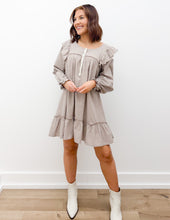 Load image into Gallery viewer, We Don&#39;t Long Sleeve Smock Mini Dress in Taupe