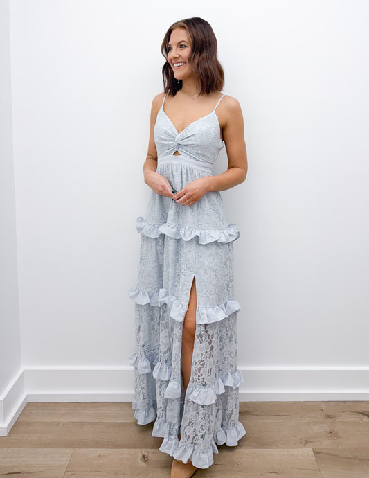 Only Missing You Lace Maxi Dress With Ruffles