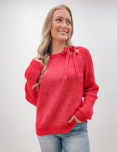 Load image into Gallery viewer, Surrounded By You Tie Neck Sweater in Red