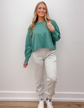 Load image into Gallery viewer, I Need You More Oversized LS Cropped Top in Dk. Green