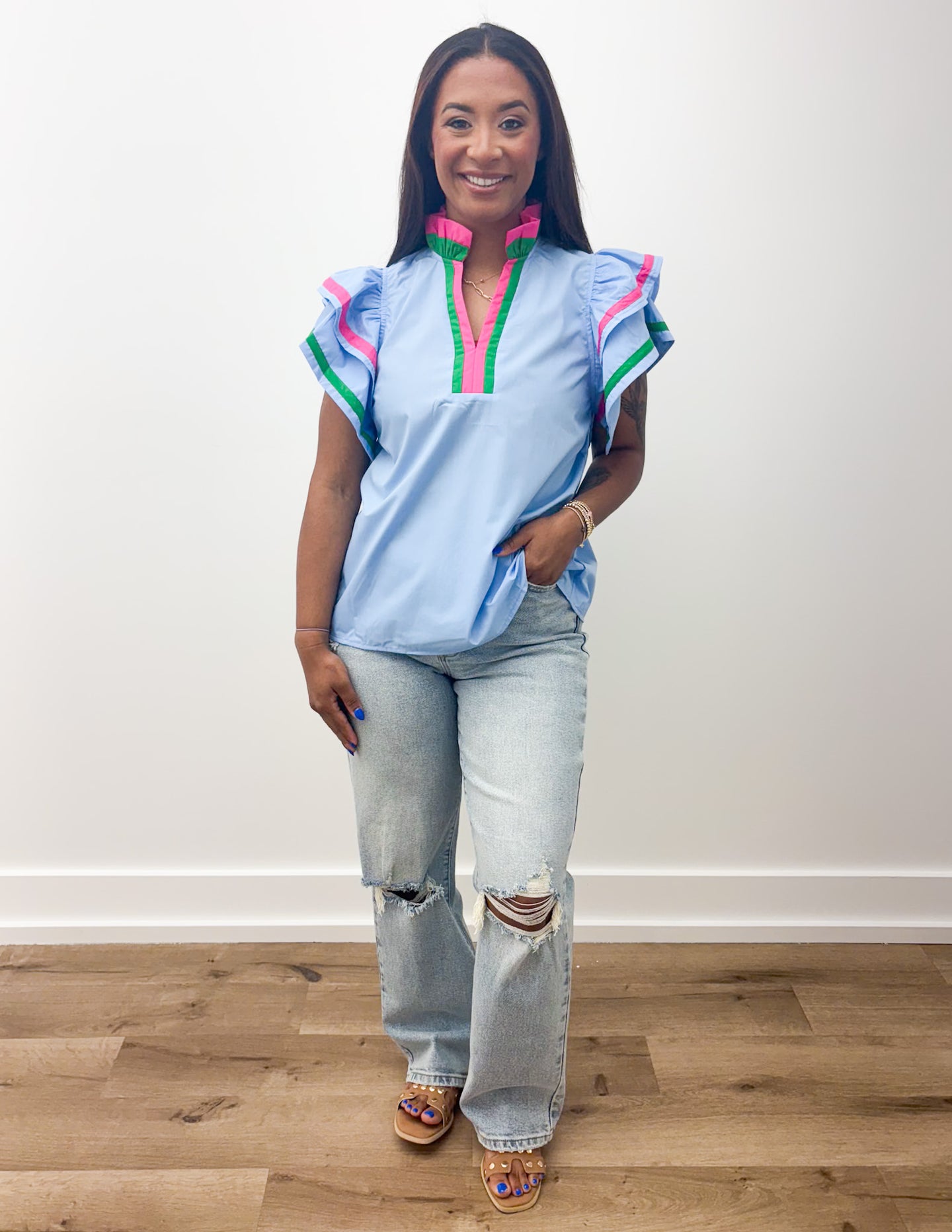 Love Looks Pretty On You Flutter Sleeve Top