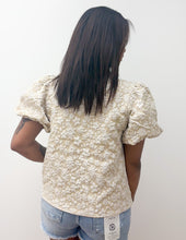 Load image into Gallery viewer, All You&#39;ll Ever Need Floral Texture Short Balloon Sleeve Top in Oatmeal