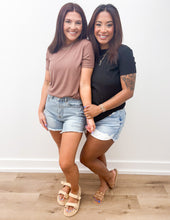 Load image into Gallery viewer, Just Your Basic Ribbed Knit T-Shirt in Black