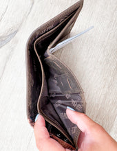 Load image into Gallery viewer, Fencerow Camo Trifold Christian Fish Wallet