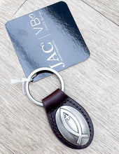 Load image into Gallery viewer, Zep-Pro Small Brown Oval Concho Christian Fish Key Chain