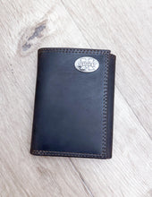 Load image into Gallery viewer, Light Brown Crazy Horse Trifold MSU Wallet