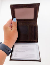 Load image into Gallery viewer, Light Brown Crazy Horse Trifold MSU Wallet