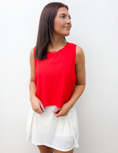 Miles On It Cropped Tank in Cherry