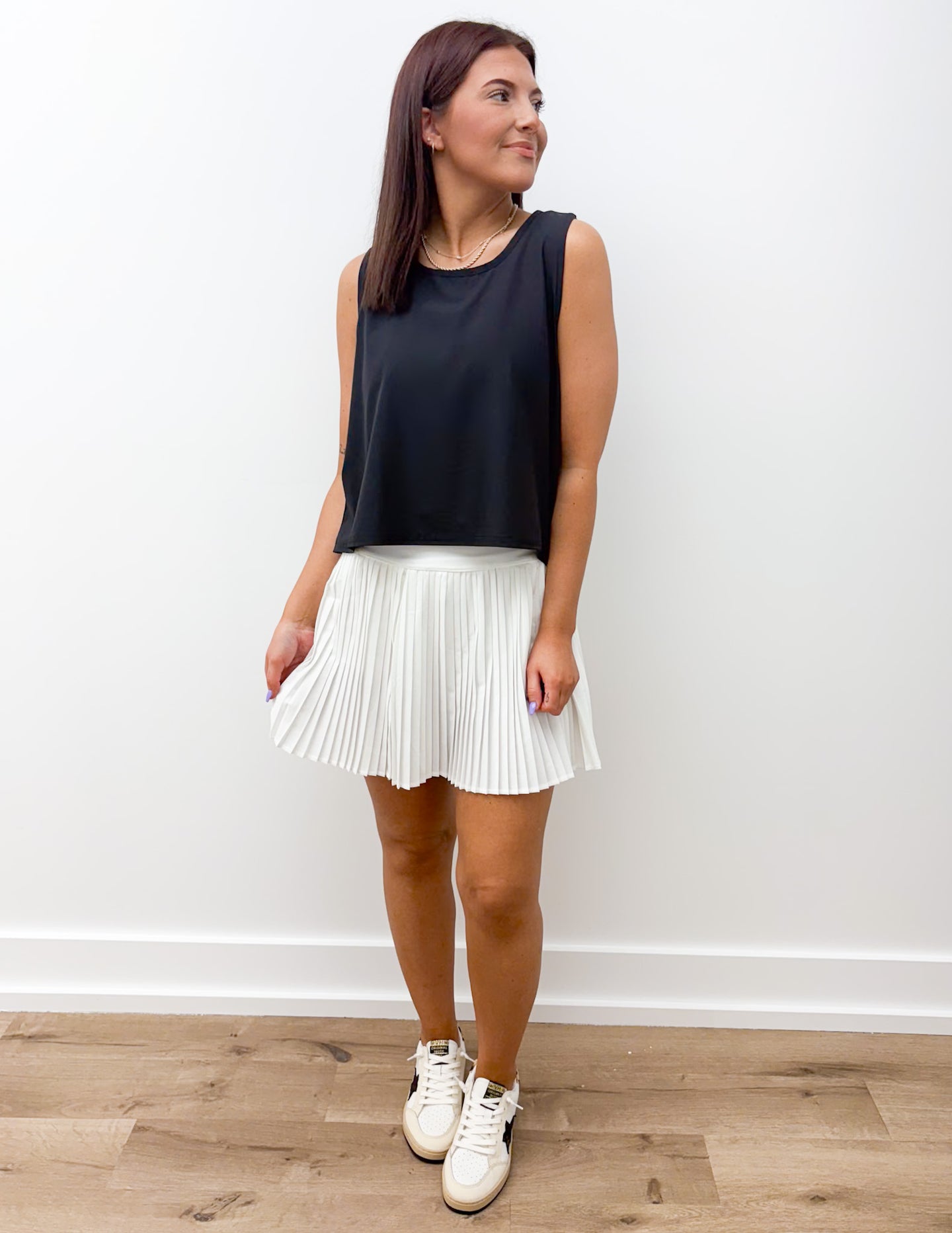 Love Me Harder Pleated Athletic Skirt in White