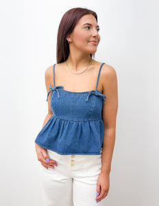 Erin Bow Detail Denim Top