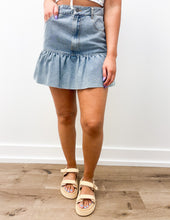 Load image into Gallery viewer, Let&#39;s Go Girls Ruffle Denim Skirt