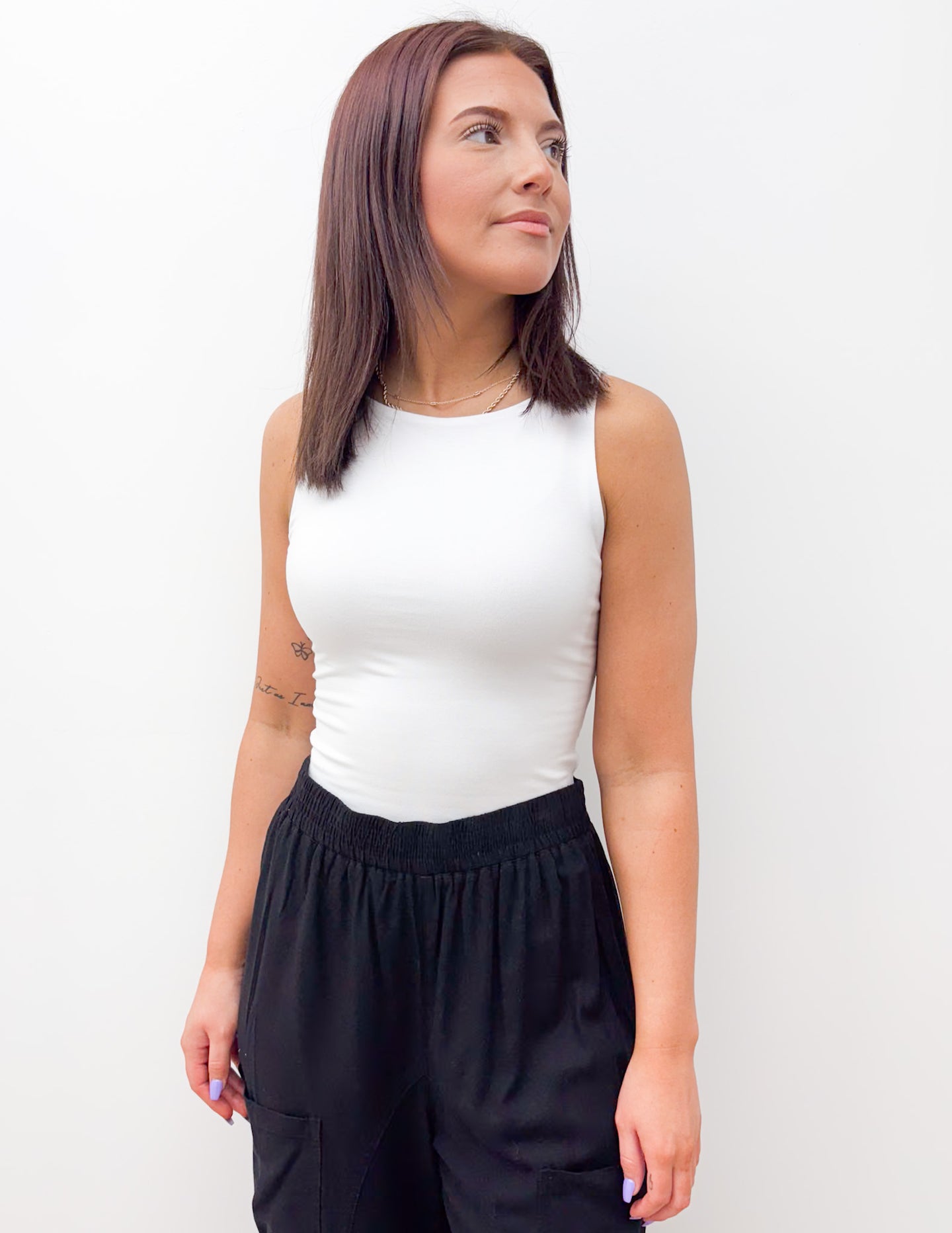 People Watching Basic Boat Neck Tank in Off White