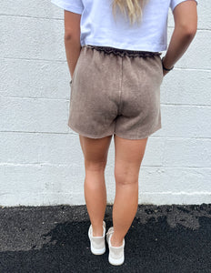 Comfy Days Fleece Drawstring Shorts Mocha