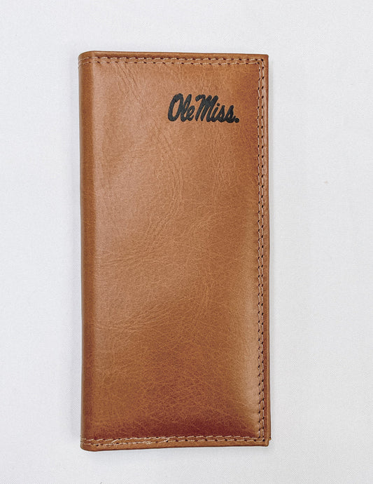 Tan Embossed Ole Miss Secretary Wallet