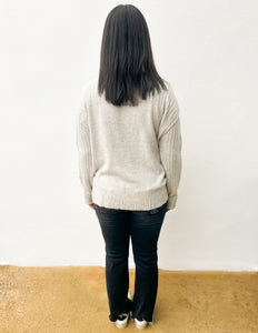 My Holiday Heart Mock Neck Sweater in Light H Grey