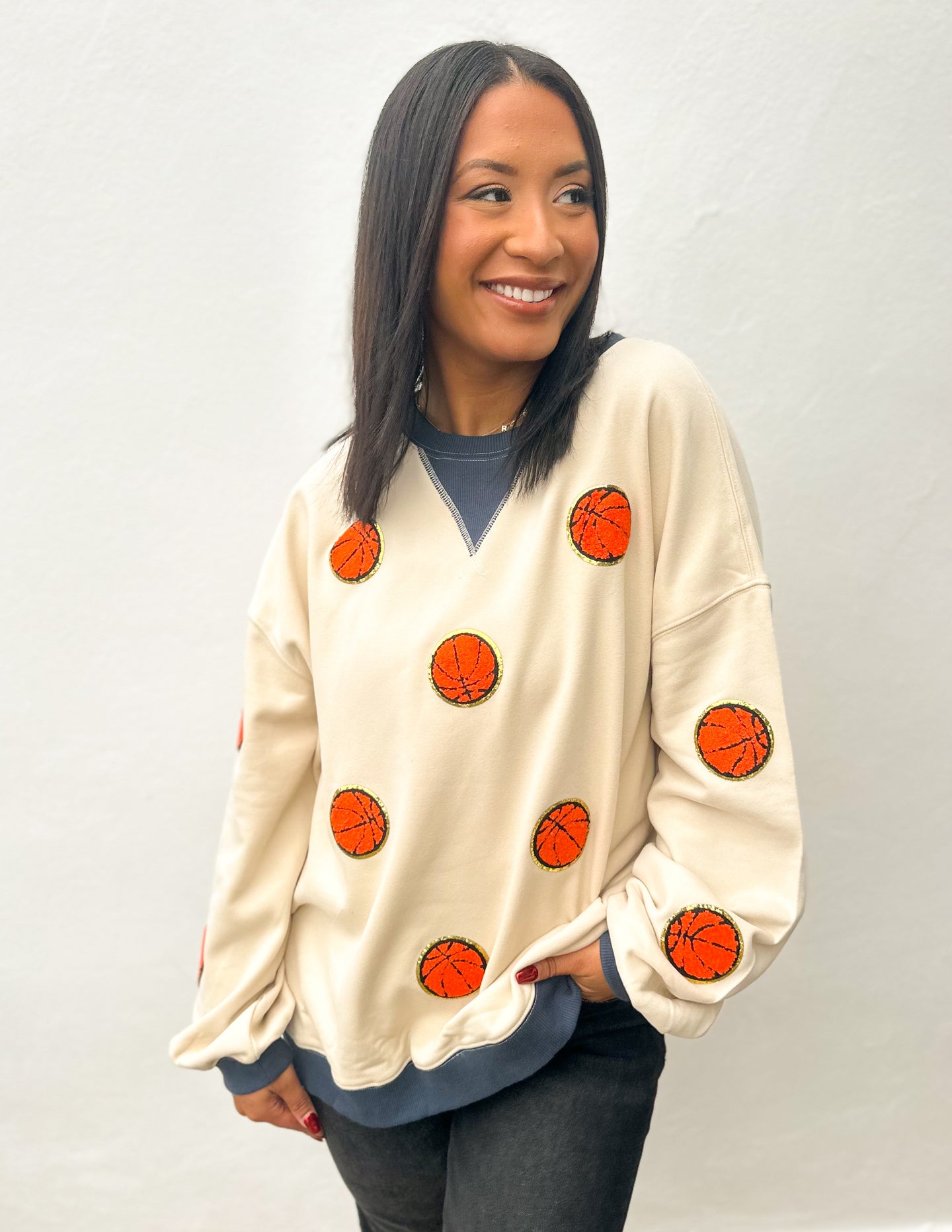 Game Day Basketball Pattern Sweatshirt