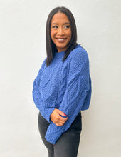 Load image into Gallery viewer, Cora Loose Fit Cable Knit Sweater in Blue