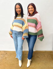 Load image into Gallery viewer, On a Holidate Color Block Stripe Sweater in Pink Multi