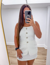 Load image into Gallery viewer, Last Night Lonely Button Down Sleeveless Blazer Romper in Off White
