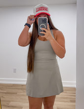 Load image into Gallery viewer, Living The Dream Tennis Romper Dress in Stone Taupe