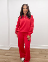 Load image into Gallery viewer, It's Love Modal Scuba Stripe Piping Pants in True Red