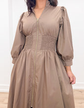 Load image into Gallery viewer, Long Live LS Front Zip Dress in Mocha