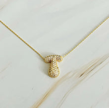 Load image into Gallery viewer, Crystal Bubble Letter Gold Initial Necklace