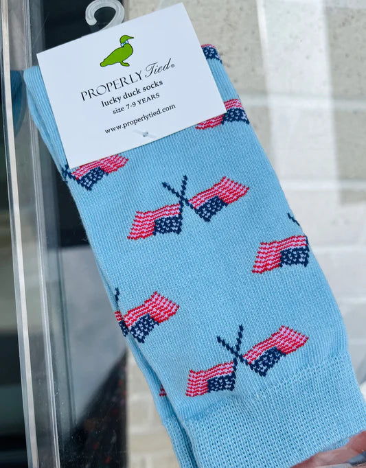 Properly Tied Youth Lucky Duck Socks Freedom Flag