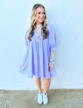 Load image into Gallery viewer, Main Attraction 3/4 Puff Sleeve Dress in Lavender