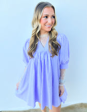 Load image into Gallery viewer, Main Attraction 3/4 Puff Sleeve Dress in Lavender