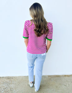 Happy As Can Be Striped Top in Light Pink