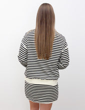 Load image into Gallery viewer, Missy Stripe Textured Pullover Top/Skirt Set in Black