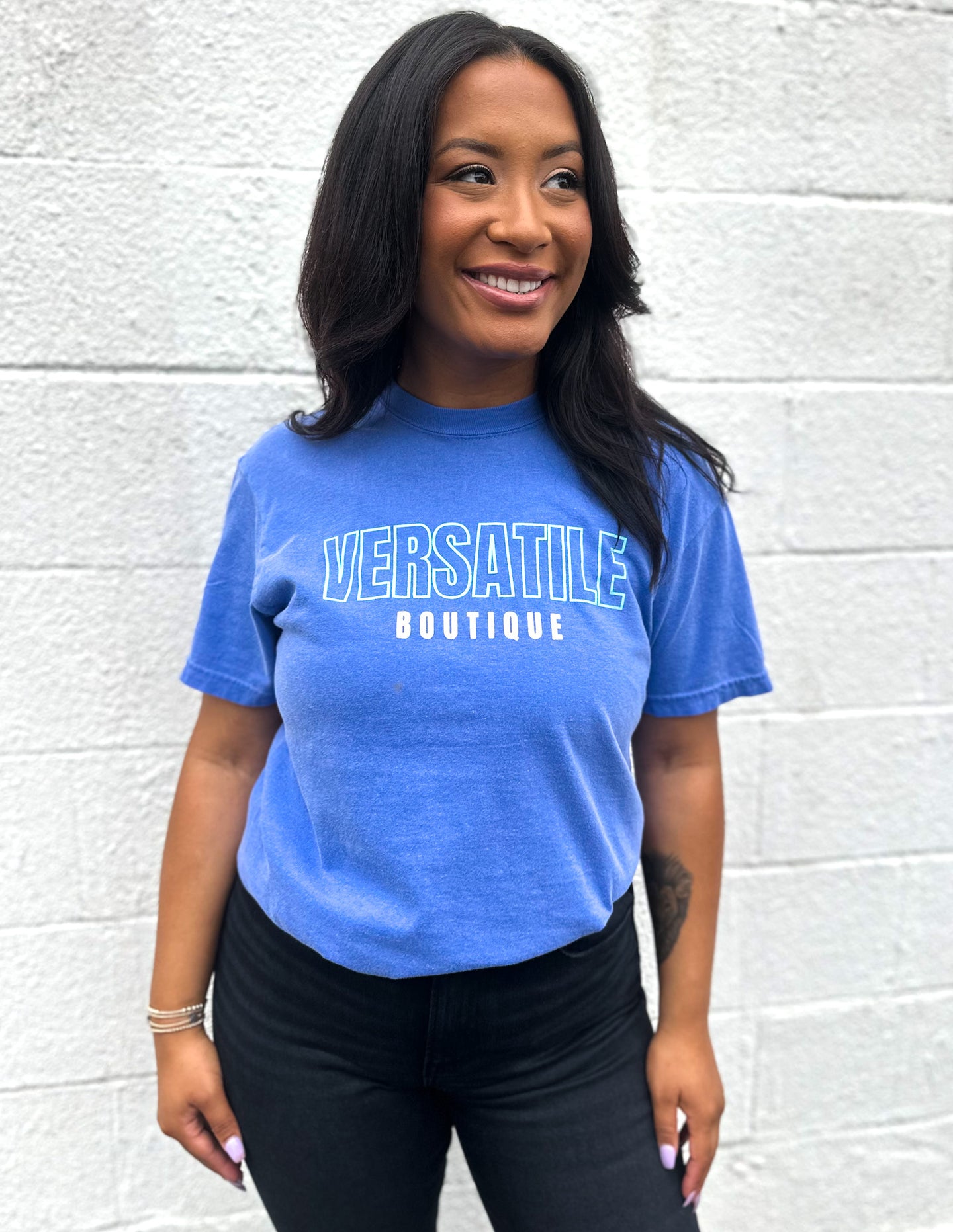 Versatile Boutique Logo SS Tee Flo Blue