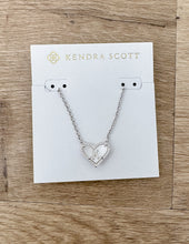Load image into Gallery viewer, Kendra Scott Heart Letter K Necklace in Silver/Ivory MOP