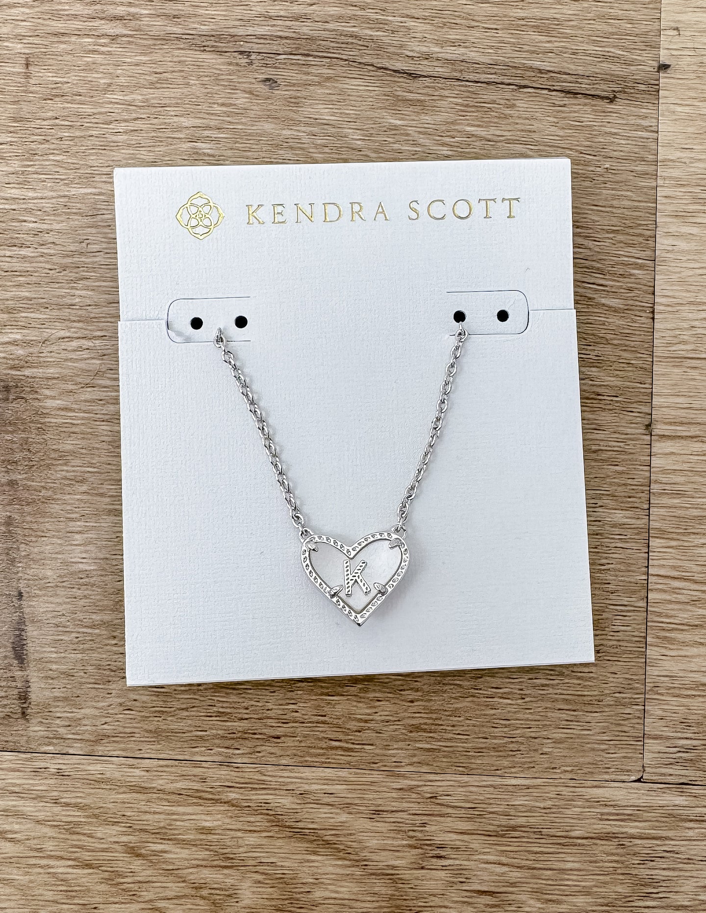 Kendra Scott Heart Letter K Necklace in Silver/Ivory MOP