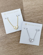 Load image into Gallery viewer, Kendra Scott Heart Letter R Necklace in Silver/Ivory MOP