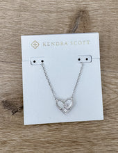 Load image into Gallery viewer, Kendra Scott Heart Letter R Necklace in Silver/Ivory MOP